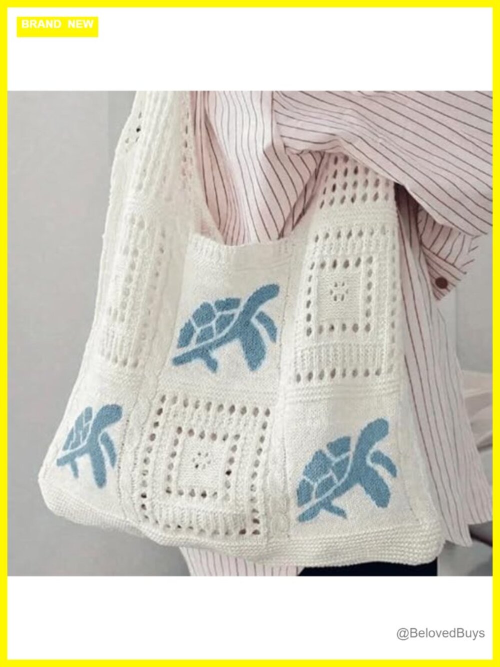 Large Crochet Beach Tote with Sea Turtle Pattern